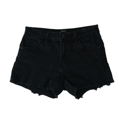 Black Solid Denim Shorts
