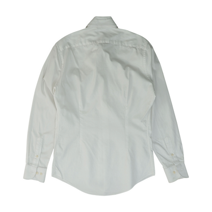 White Solid Long Sleeve Button Down