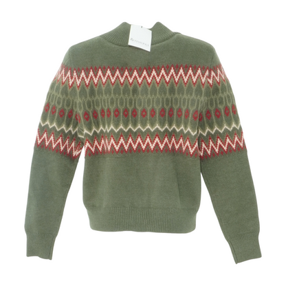 Green Print Cardigan Sweater