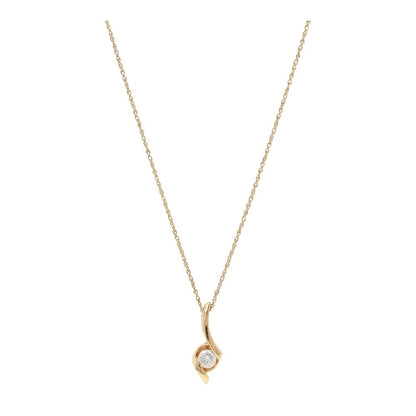 1/3 Ct 14K Gold Diamond Bypass Solitaire Pendant Necklace