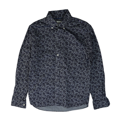 Blue Floral Long Sleeve Button Down