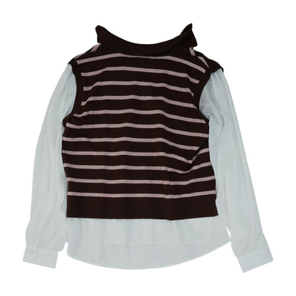 Brown Striped V-Neck Sweater