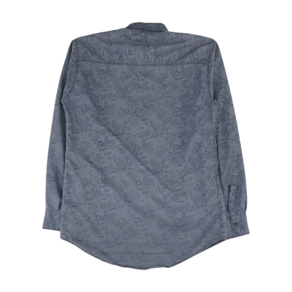 Gray Print Long Sleeve Button Down
