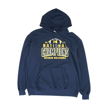 Navy Michigan Wolverines Solid Hoodie Pullover