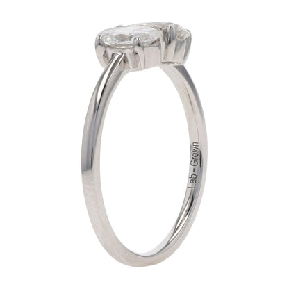 1 Ct 14K White Gold Oval And Pear Lab Grown Diamond Engagement Ring