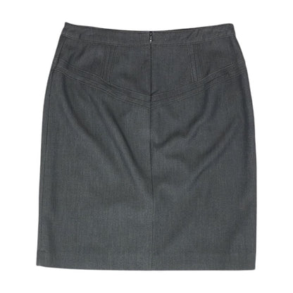 Gray Solid Midi Skirt