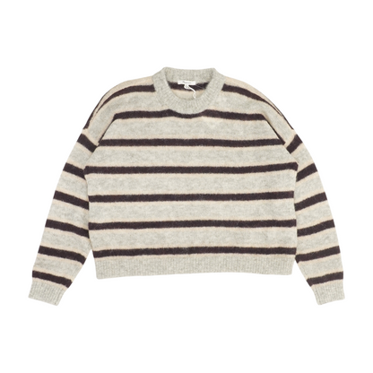 Gray Striped Pullover Sweater