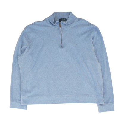 Blue Solid 1/4 Zip Pullover