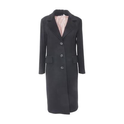 Black 100% Cashmere Solid Coat