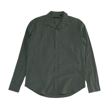 Gray Solid Long Sleeve Button Down
