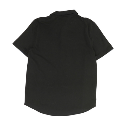 Black Solid Short Sleeve Button Down
