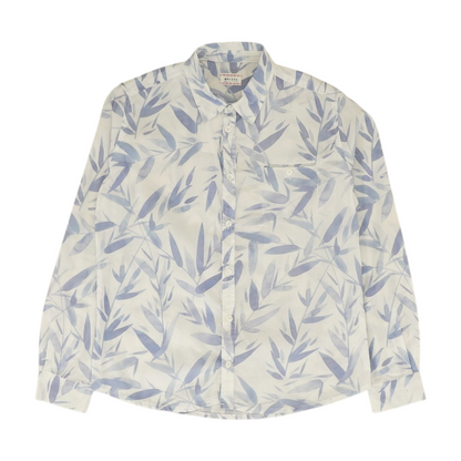 White Print Long Sleeve Button Down