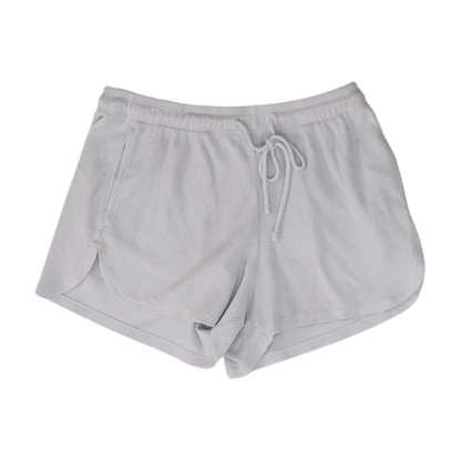 White Solid Knit Shorts