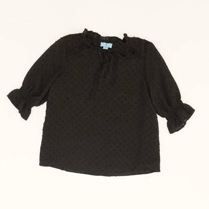 Black Solid 3/4 Sleeve Blouse