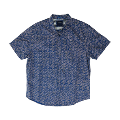Navy Floral Short Sleeve Button Down