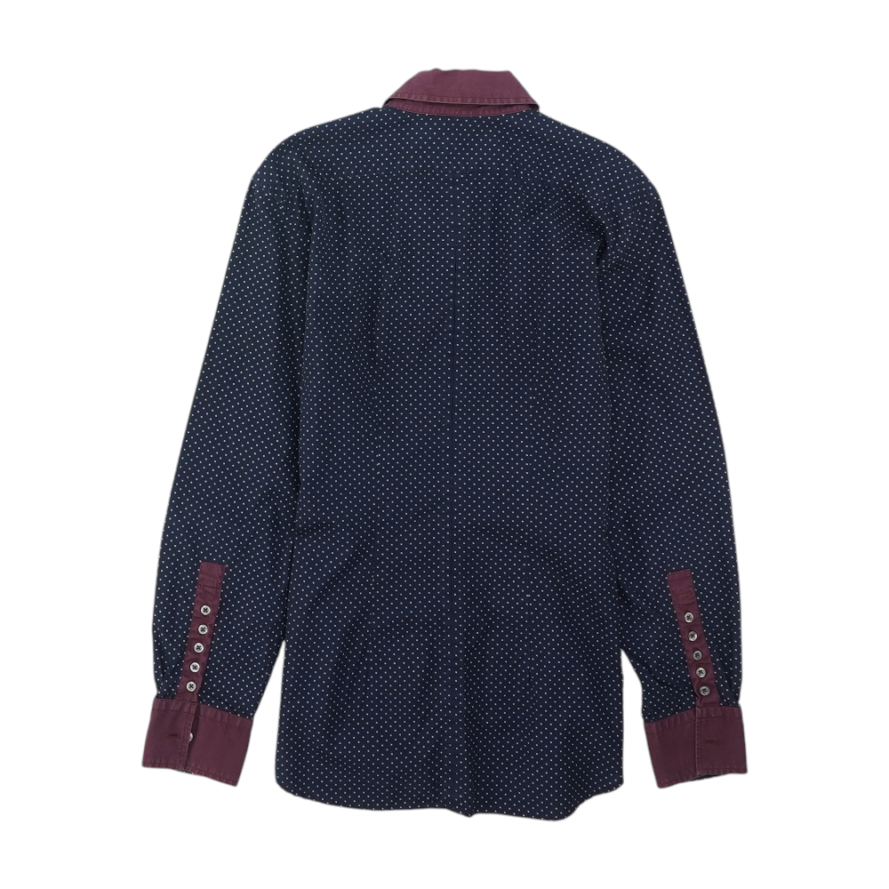Navy Polka Dot Long Sleeve Button Down