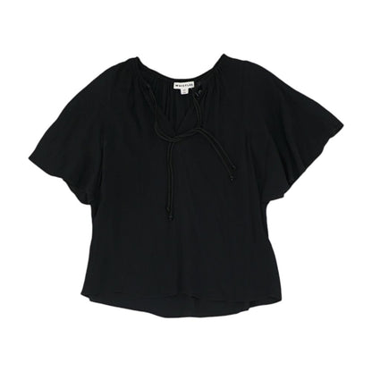 Black Solid Short Sleeve Blouse