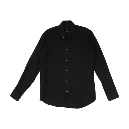 Black Solid Long Sleeve Button Down