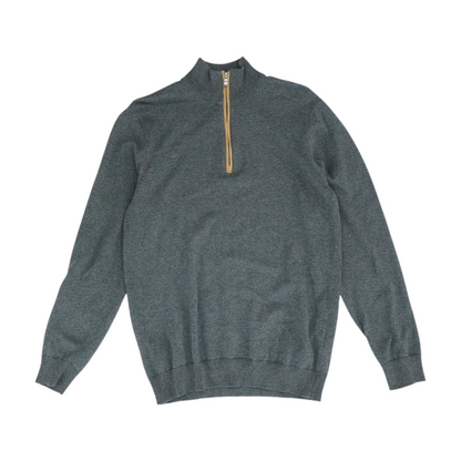 Gray Solid 1/4 Zip Sweater