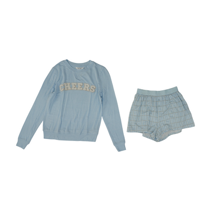 Blue Solid Pajama Set