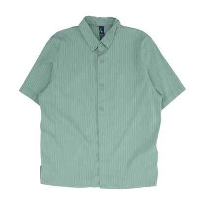 Green Striped Short Sleeve Button Down