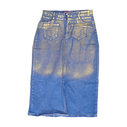 Blue Print Midi Skirt