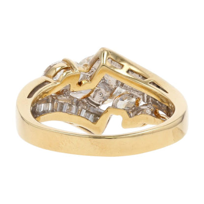 2 Ct 18K Gold Baguette, Marquise, And Round Diamond Engagement Ring