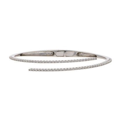 1/3 Ct 18K White Gold Diamond Accented Bypass Hinged Bangle Bracelet