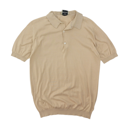 Beige Solid Short Sleeve Polo