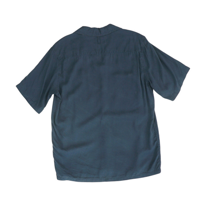 Navy Solid Short Sleeve Button Down