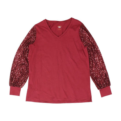 Red Solid V Neck T-Shirt