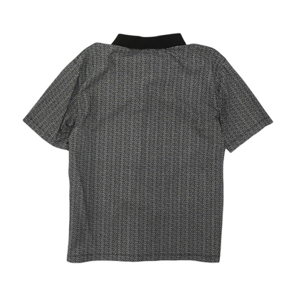 Black Print Short Sleeve Polo