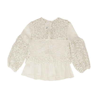 White Solid 3/4 Sleeve Blouse