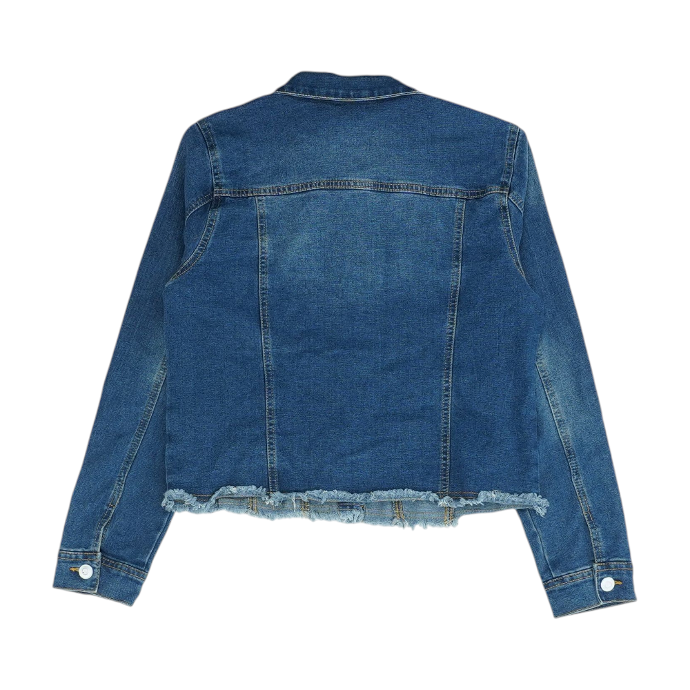 Blue Solid Denim Jacket