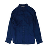 Blue Solid Long Sleeve Button Down