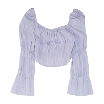 Lavender Striped Cropped Blouse