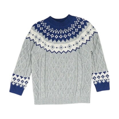 Gray Print Pullover Sweater