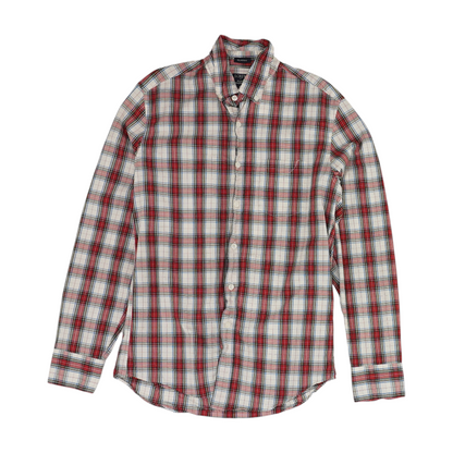 White Plaid Long Sleeve Button Down