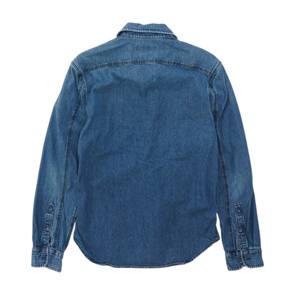 Blue Solid Flannel Button Down