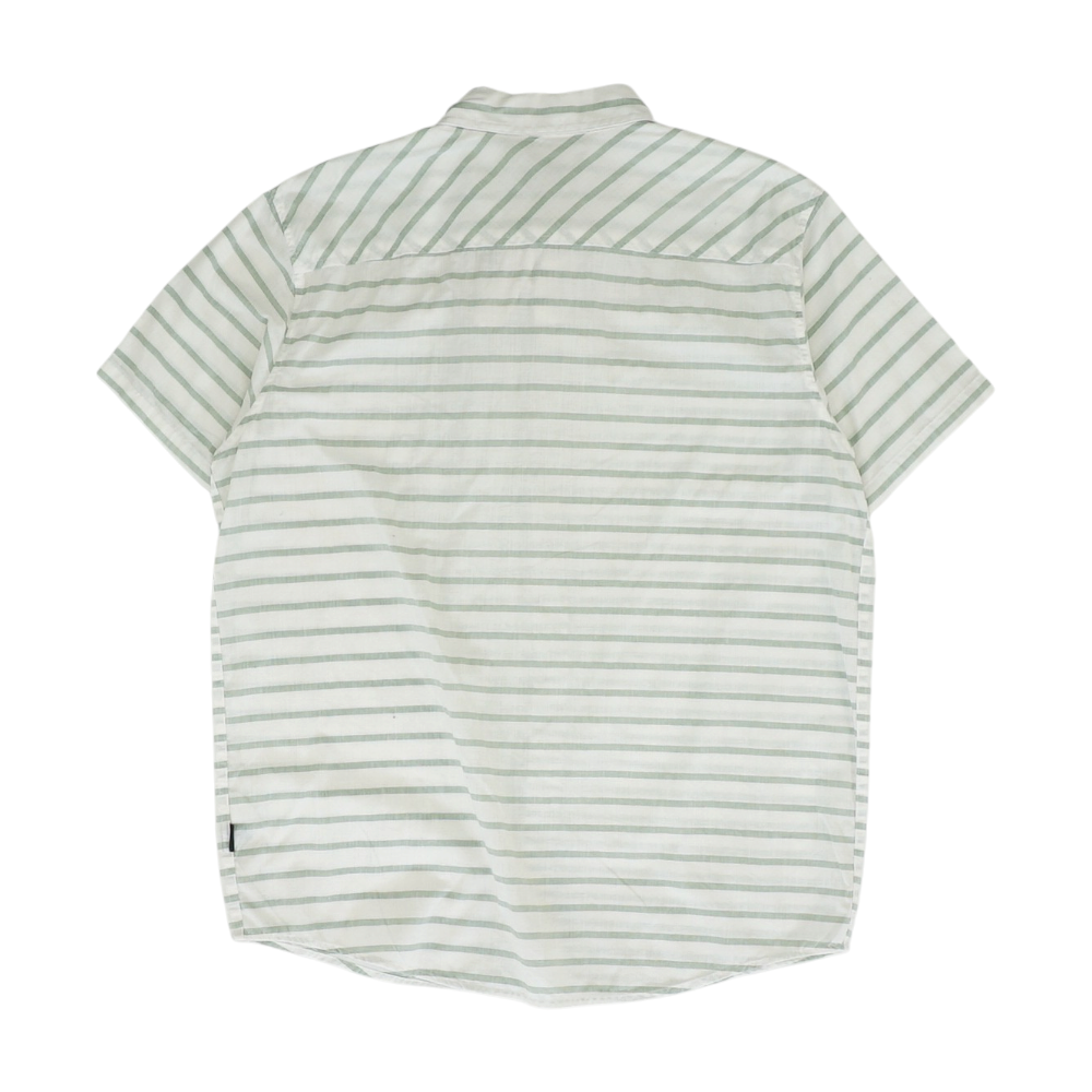 Green Striped Short Sleeve Button Down