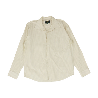 Beige Striped Long Sleeve Button Down