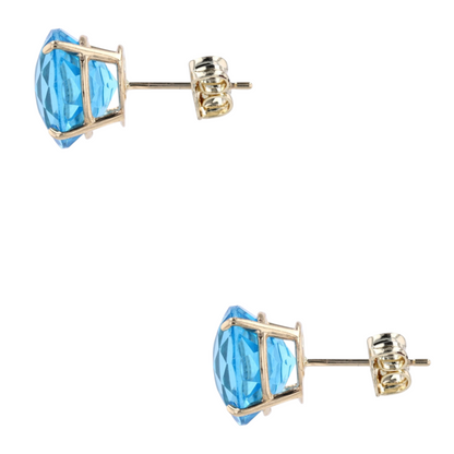 14K Yellow Gold Topaz Stud Earrings