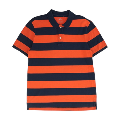 Navy Striped Short Sleeve Polo