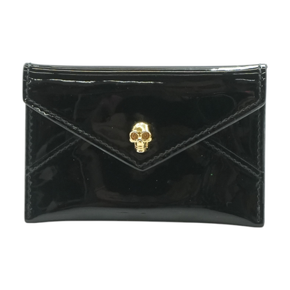 Black Patent Leather Skull Envelope Card Holder