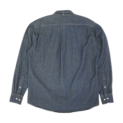 Blue Solid Long Sleeve Button Down