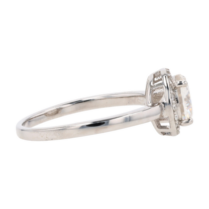 2 1/5 ctw Sterling Silver Moissanite Engagement Ring