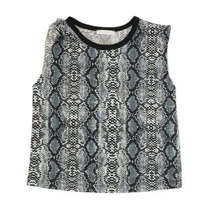 Black Animal Sleeveless Blouse