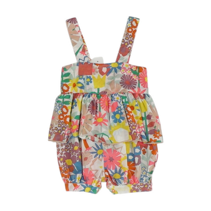 White Floral Sleeveless One-Piece