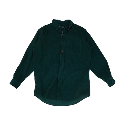 Green Solid Long Sleeve Button Down