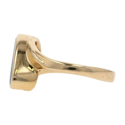 14K Gold Freeform Bezel Set Opal Doublet Cocktail Ring